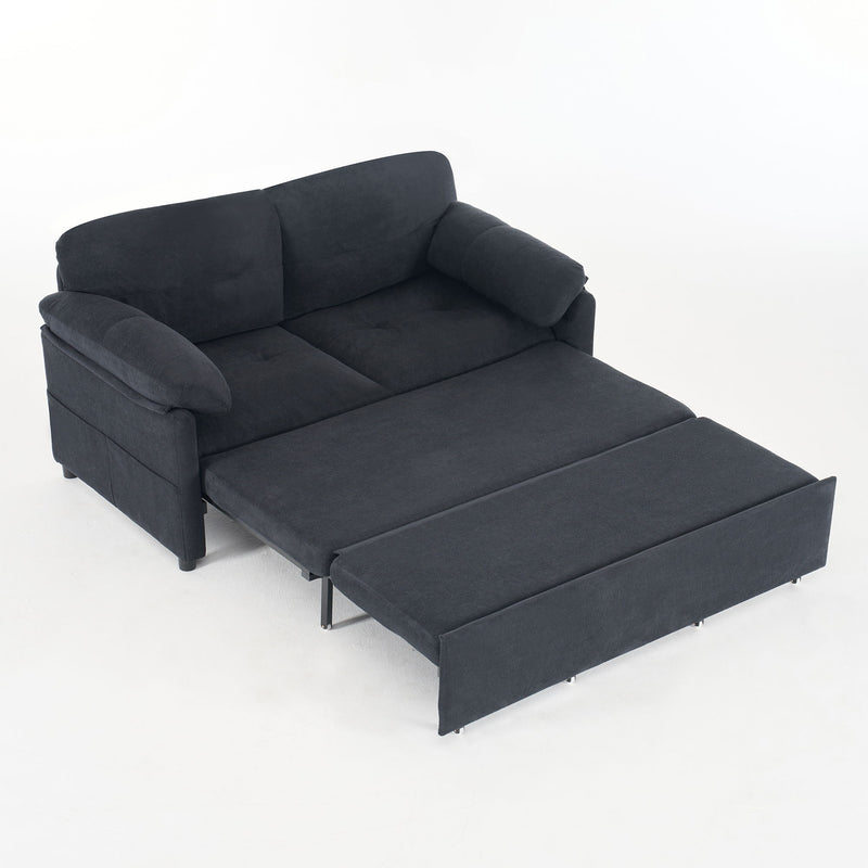 Convertible Pull Out Sofa Bed Queen Size, 3 In 1 With Side Storage