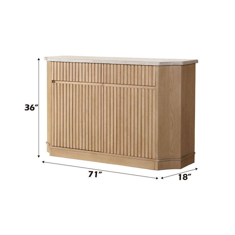 Qwin - Server With Marble Top - Marble Top & Oak