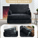 Mid Century Modern Foldable Sofa Bed, 3 In 1 Convertible Sleeper With 3 Pillows