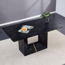 Modern Dining Table With Marbled Design For Luxurious Elegance - Black