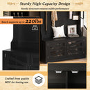 Entryway Bench With Coat Rack, 3 In 1 Design And Adjustable Shelves