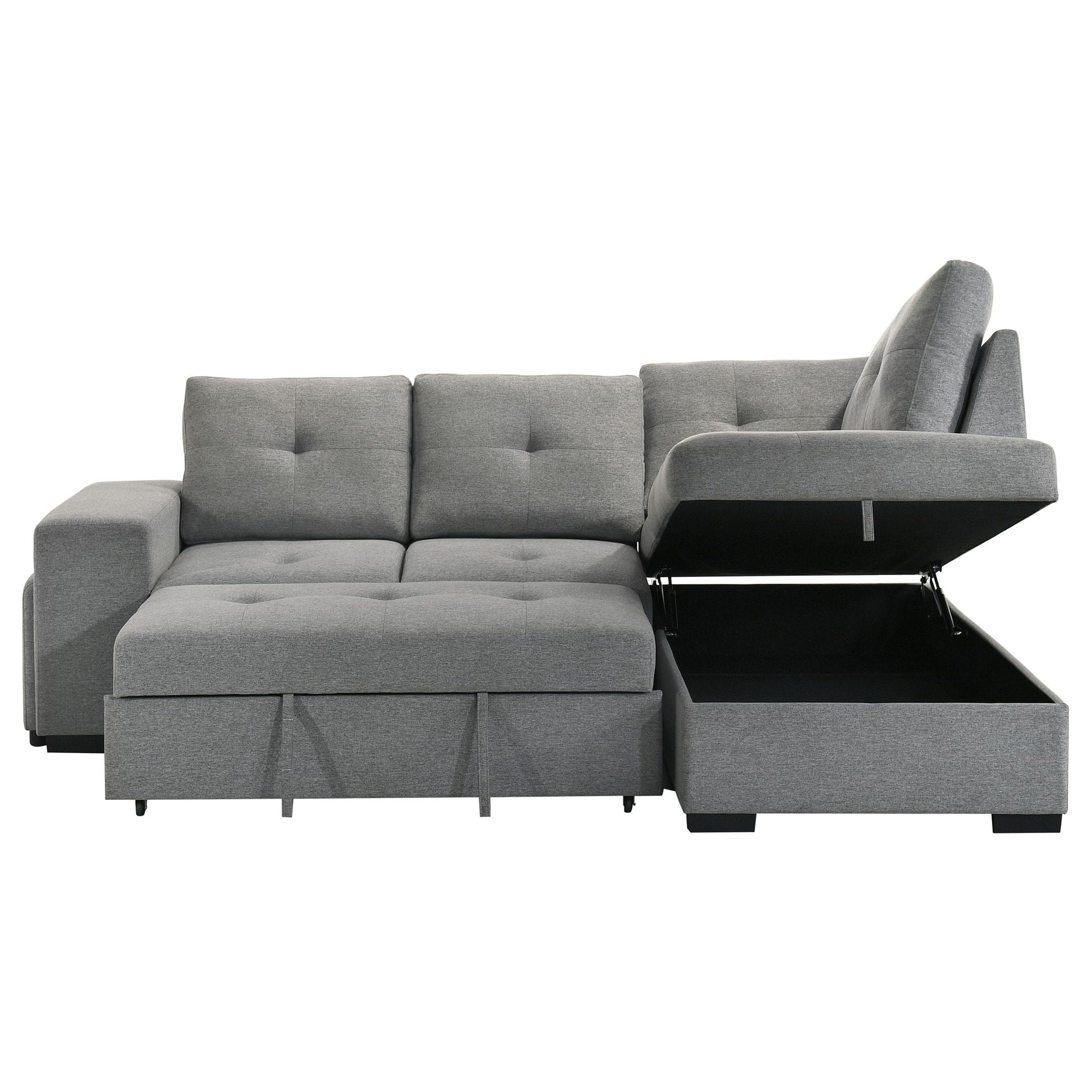 Roanne Fabric Upholstered Sleeper Sectional Sofa Grey - Atlantic Fine Furniture Melbourne FL