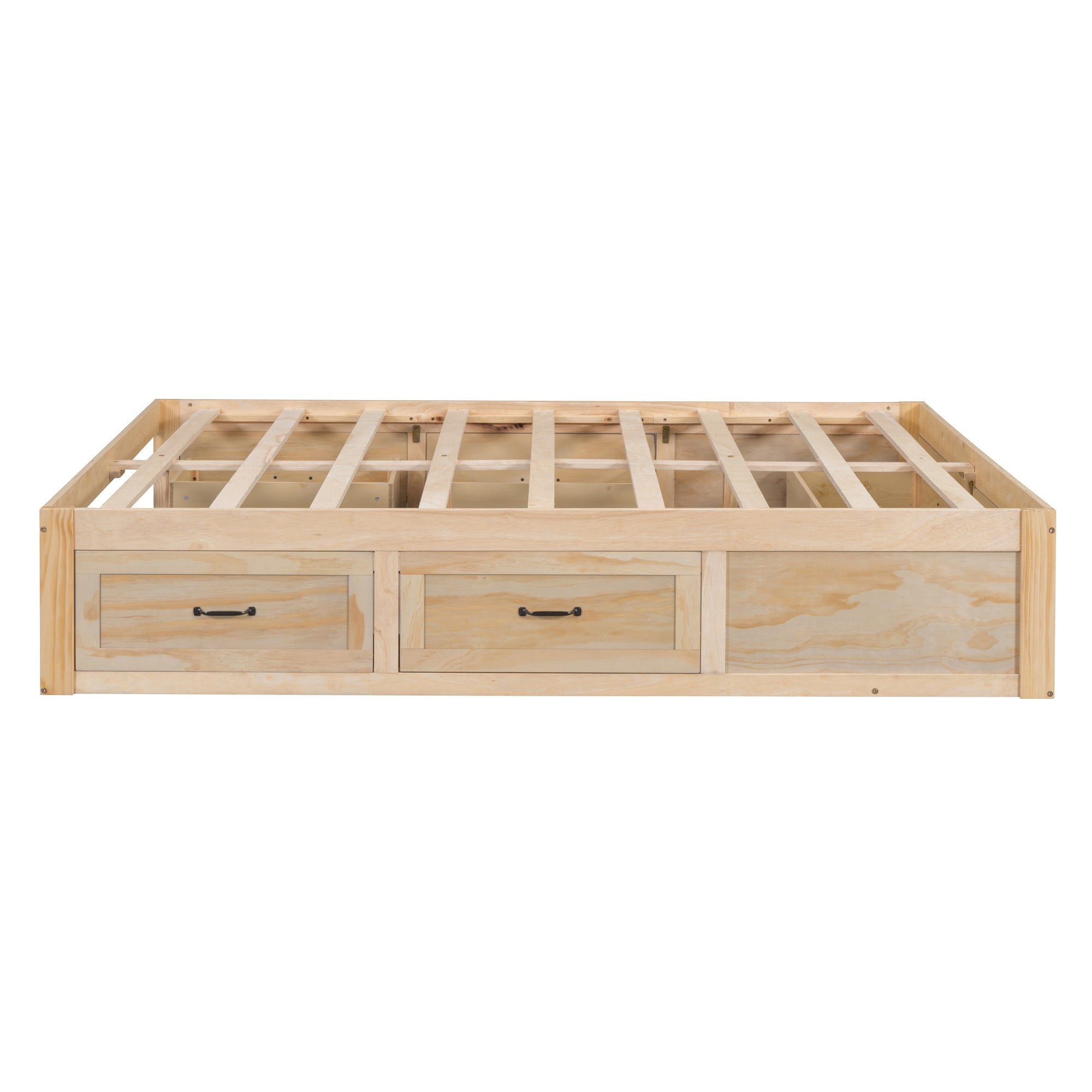 Queen Size Platform Bed with 6 Storage Drawers,Antique Natural - Atlantic Fine Furniture Melbourne FL