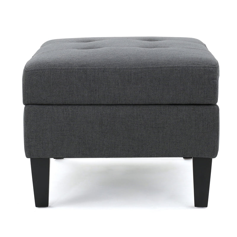 Ottoman With Birch Wood Legs And Cushioned Top For Comfort