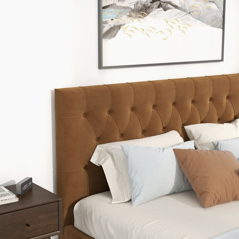 Donald - Mid-Century Modern Velvet Platform Bed