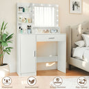 Vanity Desk With Mirror And Adjustable LED Lights, 3 Lighting Modes, Drawer And Storage Cabinet - White