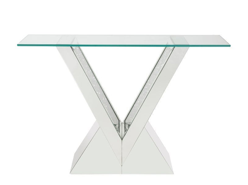 Noralie - Console Table - Clear Glass, Mirrored & Faux Diamonds