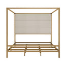 Modern Canopy Bed With Tall Upholstered Headboard