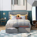 Full Size Platform Bed with Drawers, Gray