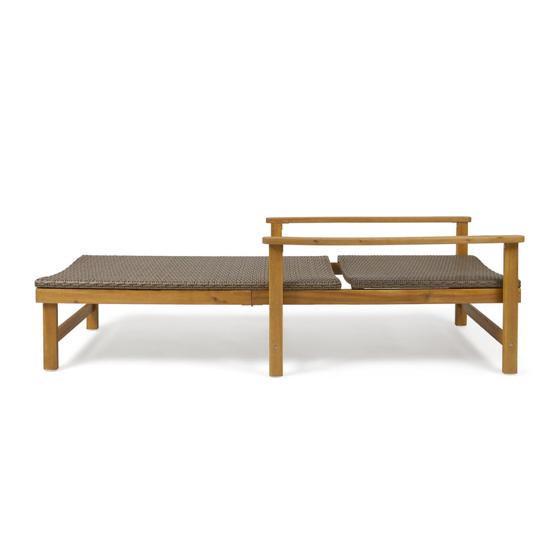Hampton - Style Wood And Wicker Chaise Lounge With Adjustable Features And Natural - Natural