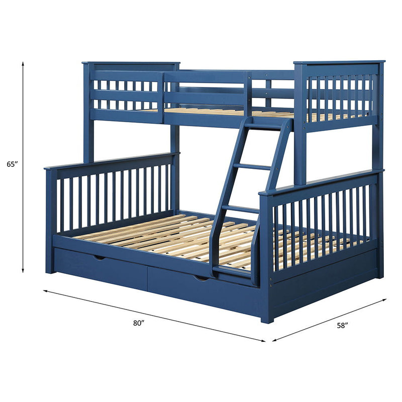 Harley II - Twin Over Full Bunk Bed - Navy Blue Finish