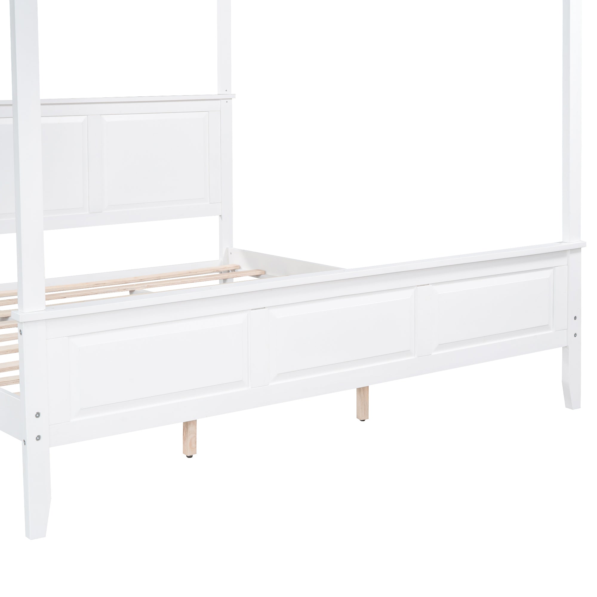 King Size Canopy Platform Bed with Headboard and Footboard,With Slat Support Leg, White - Atlantic Fine Furniture Melbourne FL