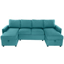 Convertible Sectional Sofa With Storage Chaise Lounges And USB Ports