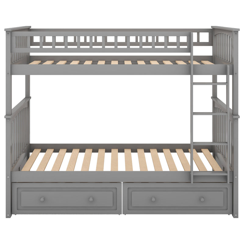 Twin Over Twin Bunk Bed With Drawers, Convertible Beds