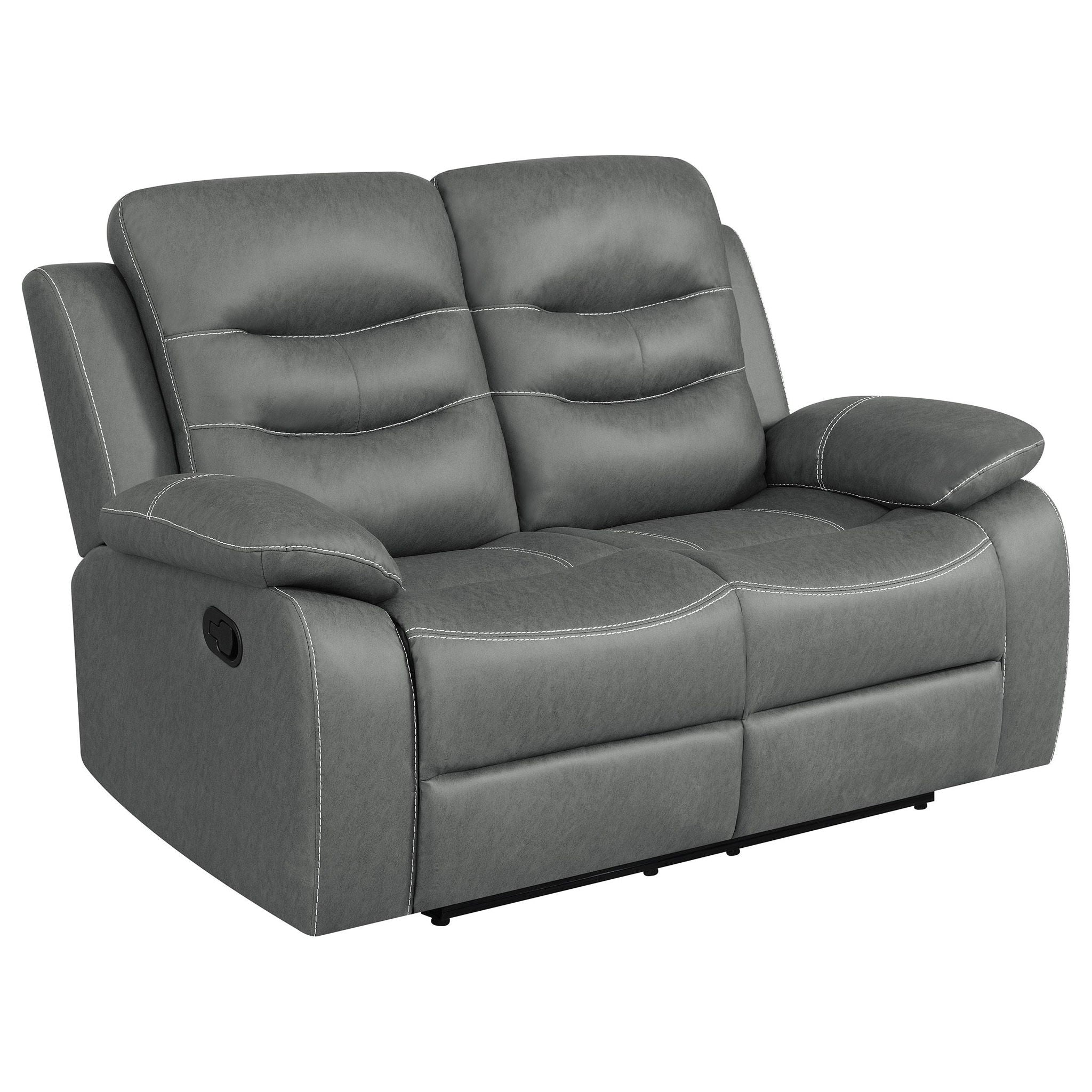 Nova Upholstered Padded Arm Reclining Loveseat Dark Grey - Atlantic Fine Furniture Melbourne FL