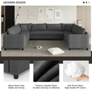 Modular Sectional Reversible U Shaped Couch Set, Free Combination Minimalist Style, Oversized 8 Seat Convertible Sofa