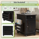 Vintage Flip Top Side Table With USB Ports