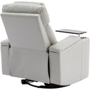 270° Power Swivel Recliner Home Theater Chair With Hidden Arm Storage, LED Light, Cup Holder, And Tray Table