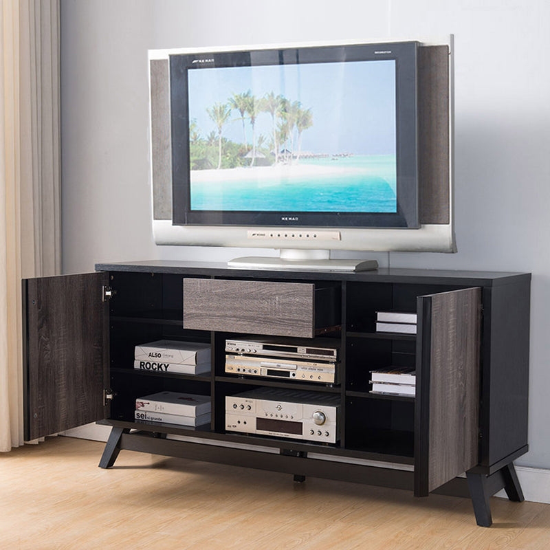 Sideboard TV Stand Buffet With Two Doors One Drawer And Six Shelves - Black / Gray