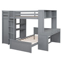 Loft Bed With A Twin Size Standalone Bed, Shelves, Desk, And Wardrobe