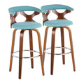 Gardenia - Mid Century Modern Fixed Height Barstool With Swivel With Round Footrest (Set of 2)