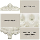 Adara - Loveseat - White PU & Antique White Finish - Atlantic Fine Furniture Inc