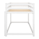 Twin over Twin Floor Bunk Bed with Ladder , White(Old SKU:WF281727AAK/WF286602AAK)