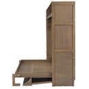 Full Size Murphy Bed With Wardrobe, Drawers, And Open Shelves - Wood