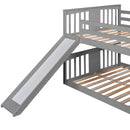Full Over Full Bunk Bed With Ladder With Slide - Gray