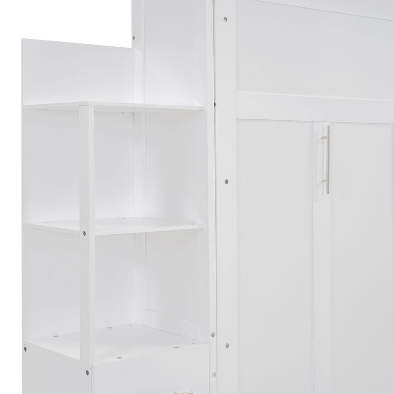 Murphy Wall Bed With LED Lights, Shelves And Drawers