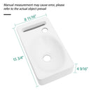 Rectangle, Wall Mount Bathroom Sink & Single Faucet Hole - White