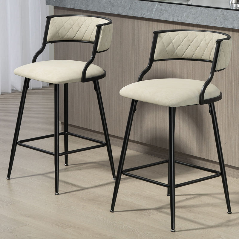 26'' Counter Height Bar Stools PU Cover (Set of 2)