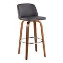 Toriano - Mid Century Modern Fixed Height, Barstool With Swivel With Round Footrest (Set of 2)