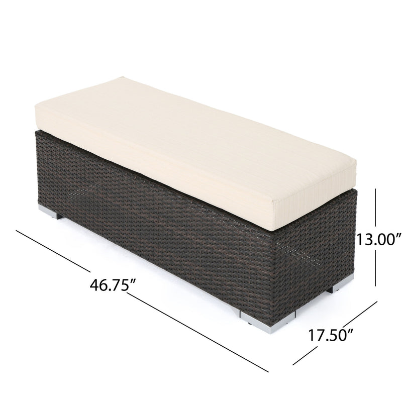 Enthrallia - Outdoor Wicker Bench With Foam Filled Cushion