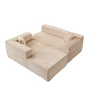 Compression Sectional Couch With Comfy Chaise, Boneless L Shape Sofa With Deep Seat