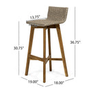 Equinox - Outdoor Barstool With Rattan Wicker Top And X Stretcher Frame (Set of 2)