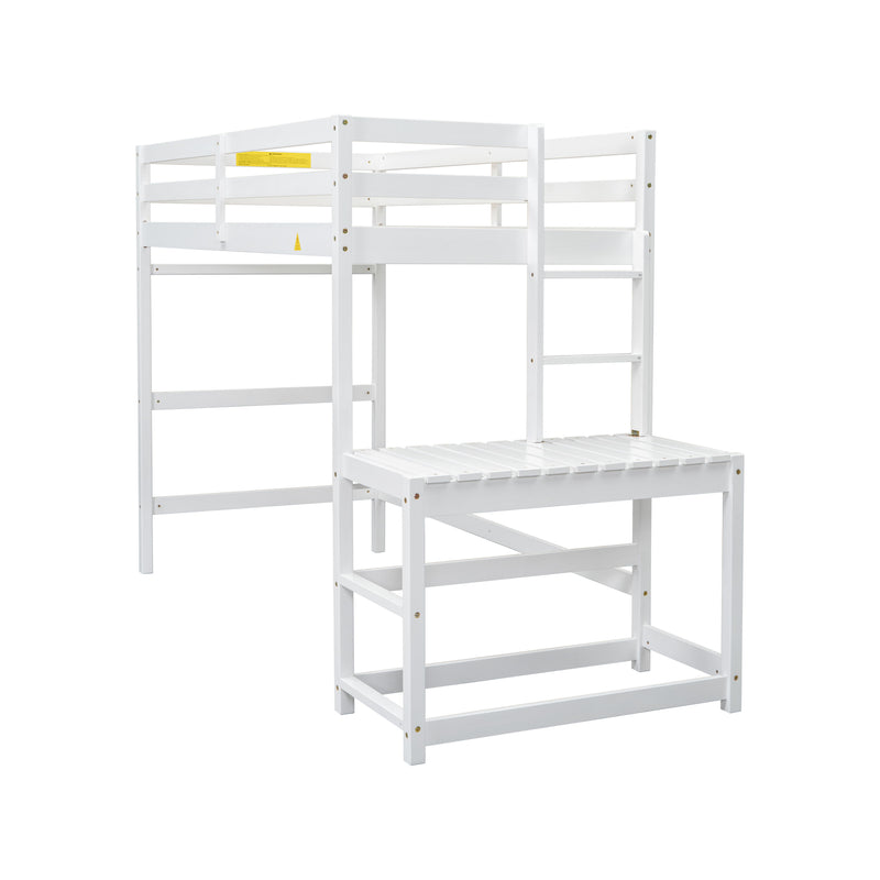 High Loft Bed With Ladder Landing Platform, Ladders, Guardrails