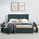 Modern Cushioned Bed Frame With Headboard And Drawers