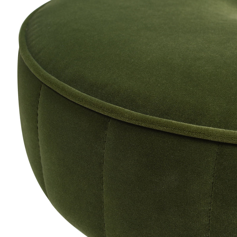 Riley - Round Footstool Ottoman - Olive Green