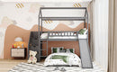 Twin Over Twin Bunk Bed with Two Drawers and Slide, House Bed with Slide, White(OLD SKU :LP000129AAE)