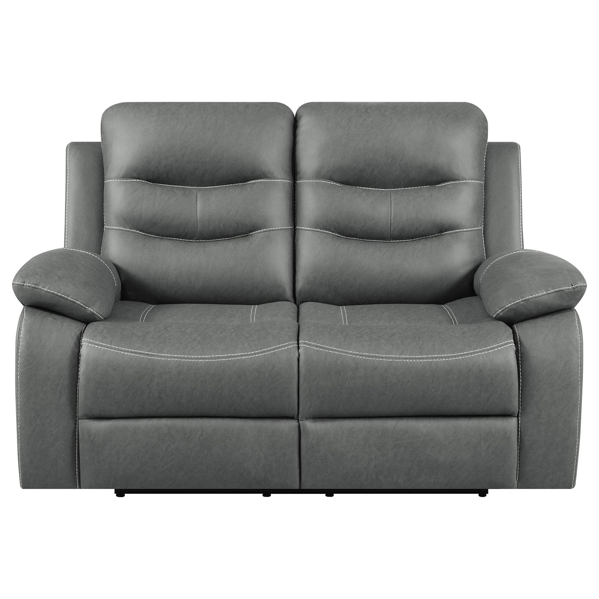 Nova Upholstered Padded Arm Reclining Loveseat Dark Grey - Atlantic Fine Furniture Melbourne FL
