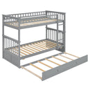 Twin over Twin Bunk Bed with Twin Size Trundle, Convertible Beds, Gray
