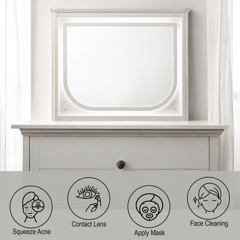 Laveda - Mirror With LED - Pearl White Finish