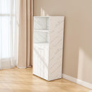 Stretchable Office Desk With Storage Shelves And Mobile Wheels, Foldable Design For Small Apartments - White Marble