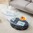 Contemporary Artistic Double Layer Coffee Table,Tempered Glass Top