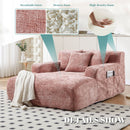 Chenille Interior Lazy Sofa Chaise Longue Armchair With 3 Pillows And Armrests