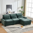 Modern Comfy Chenille L Shaped Sectional Sofa With Movable Ottoman