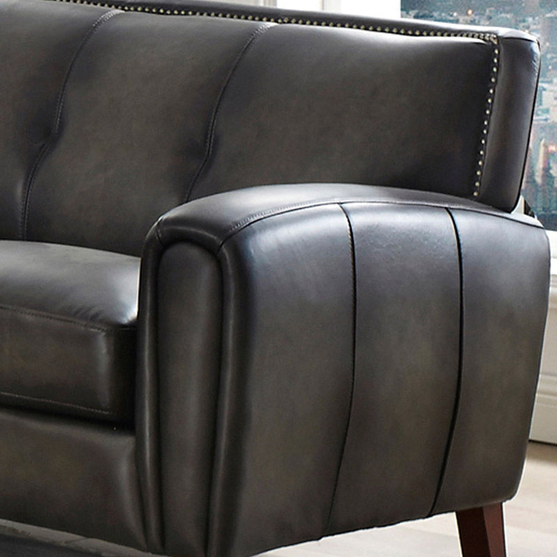 Weldon - Leather Loveseat - Gun Ash