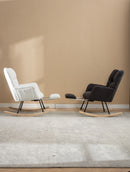 Teddy Fabric Rocking Chair With Adjustable Footrest - Ivory