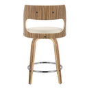 Cecina - Mid-Century Modern Fixed Height Counter Stool With Swivel With Round Footrest (Set of 2) - Zebra / Cream